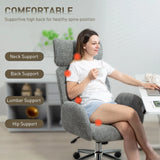 HOMCOM Office Chair with Adjustable Headrest, Spring Pack, Curved Line, Boucle Fabric - Charcoal Grey