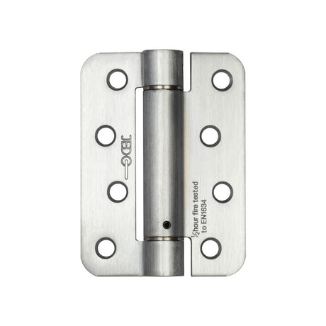 Jedo Steel Radiused Single Action Spring Hinges 102x76mm (PK of 3) Satin Chrome