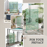 Outsunny Metal Decorative Privacy Screen Outdoor Divider, Green Leaf
