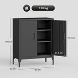 HOMCOM Metal Storage Cabinet with Lock and Adjustable Shelves - Black