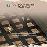 Outsunny 4 Piece Metal Garden Furniture Set with Tempered Glass Coffee Table, Texteline Pocket, Outdoor Set Loveseat Single Armchairs with Padded Cushions, Light Grey