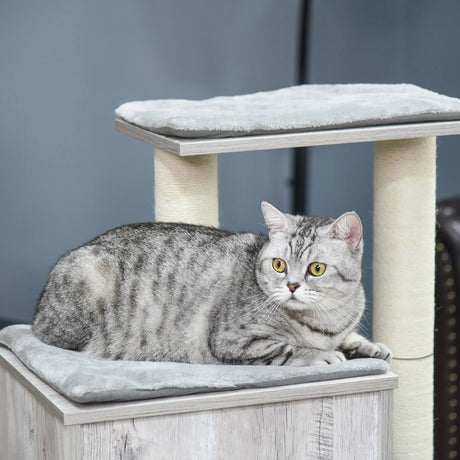 PawHut Cat Tree for Indoor Large Cats 113cm Kitten Tower Condo Jute Scratching Post Kitten Play House Activity Center Furniture