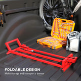 HOMCOM 400 kg Foldable Ride-On Mower Jack Lift, Adjustable Steel Lifting Device, for Lawn Mower, ATV, Red