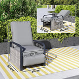 Outsunny 140 Reclining Rattan Armchair - Mixed Grey