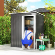 Outsunny 5 x 3ft Garden Storage Shed with Sliding Door and Sloped Roof Outdoor Equipment Tool, Light Grey