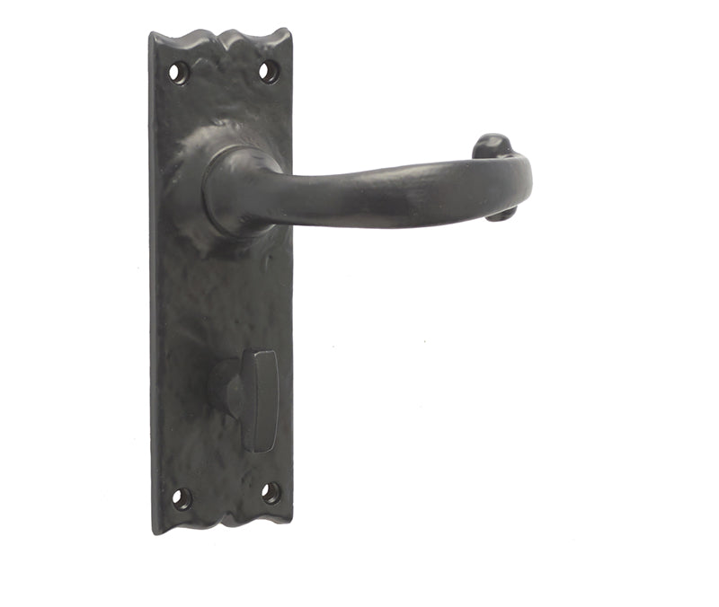 Regal Suite Door Handle on Bathroom Plate Black