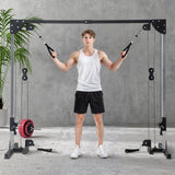 SPORTNOW Multi Home Gyms with Cable Pulley System, Cable Crossover Machine with 4 Handles for Full Body Strength Training, Power Rack for Home Workout, Black