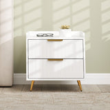 HOMCOM Elegant Two-Drawer Bedside Table - White