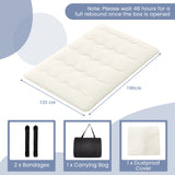 Japanese Floor Mattress with Washable Cover and Carry Bag-Beige-Double Size