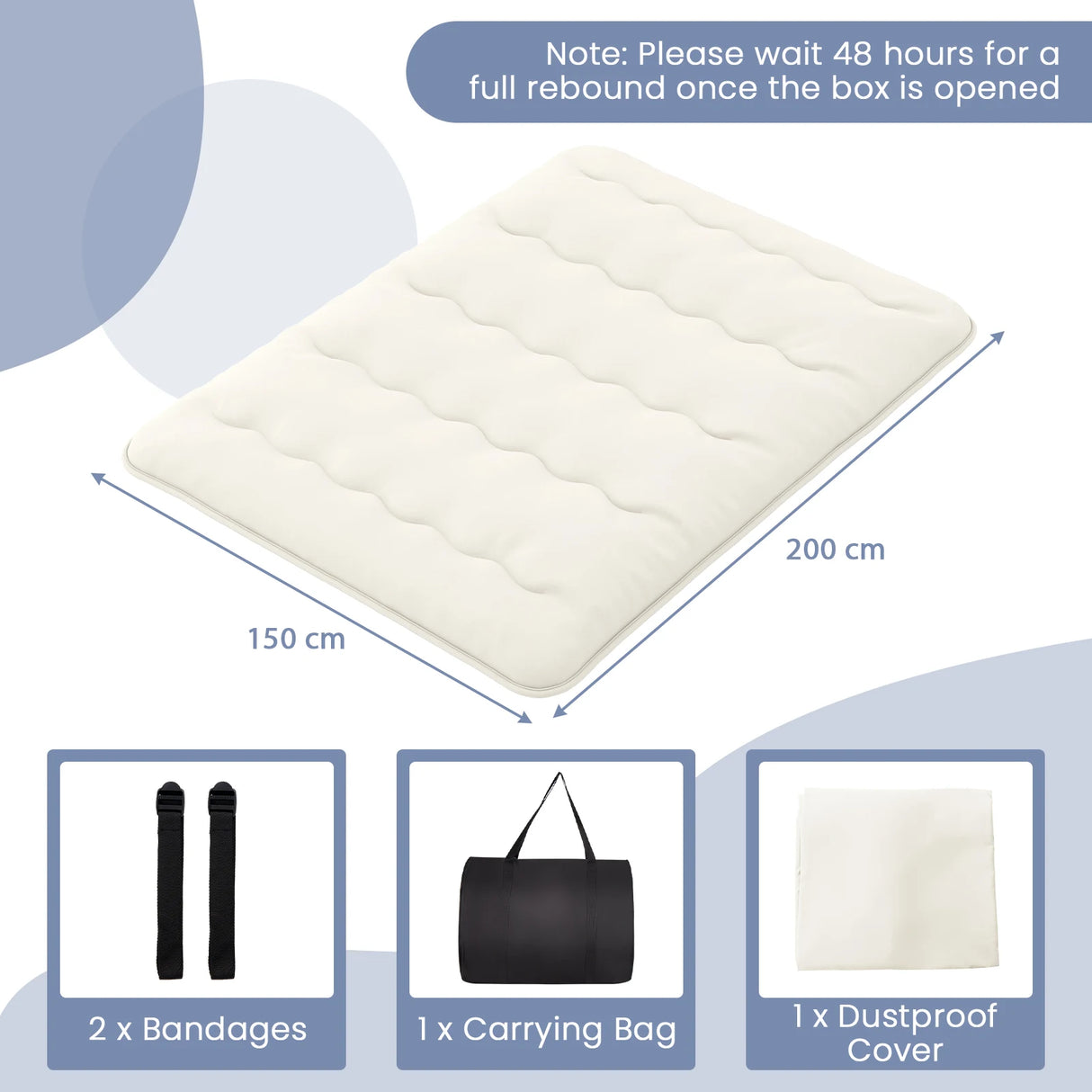 Japanese Floor Mattress with Washable Cover and Carry Bag-Beige-King Size