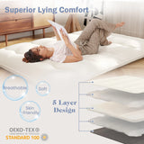 Japanese Floor Mattress with Washable Cover and Carry Bag-Beige-Double Size