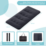 Japanese Floor Mattress with Washable Cover and Carry Bag-Black-Compact Double