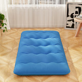 Japanese Floor Mattress with Washable Cover and Carry Bag-Blue-Compact Double
