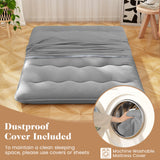 Japanese Floor Mattress with Washable Cover and Carry Bag-Grey-Double Size
