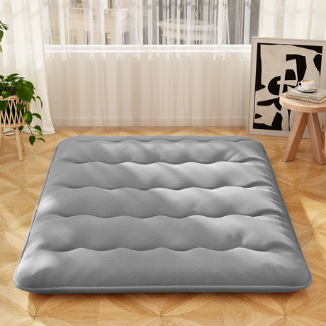 Japanese Floor Mattress with Washable Cover and Carry Bag-Grey-King Size