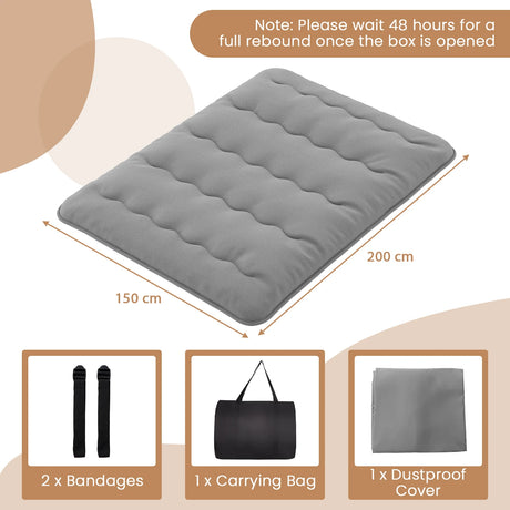 Japanese Floor Mattress with Washable Cover and Carry Bag-Grey-King Size