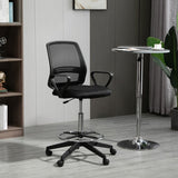 Vinsetto Ergonomic Mesh Back Draughtsman Chair, Tall Standing Desk Chair with Adjustable Height and Footrest 360 Swivel, Black