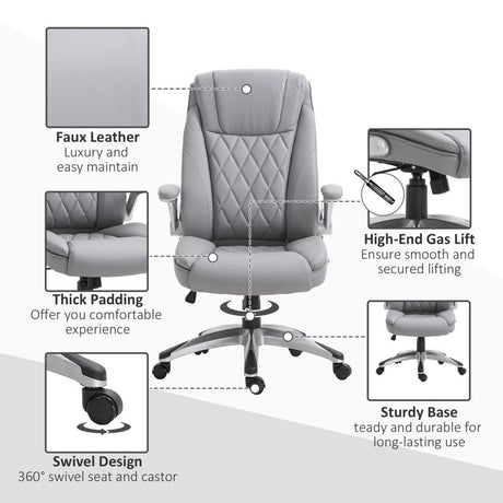 Vinsetto Faux Leather Executive Swivel Office Chair - Grey