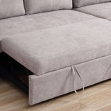 HOMCOM Linen-Look 'L' Storage Sofa Bed - Light Grey