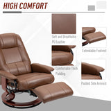 HOMCOM Faux Leather Armchair, with 145 Reclining Back and Footrest - Brown