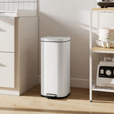 HOMCOM 30L Kitchen Bin, Compact Pedal Bin with Soft-Close and Stay-Open Lid, Removable Bucket for Kitchen, Home, Office, Cream