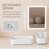 HOMCOM Makeup Mirror with Lights, Rechargeable Vanity Mirror w/ Touch Screen, 2 Lighting Modes and 180 Rotation, White