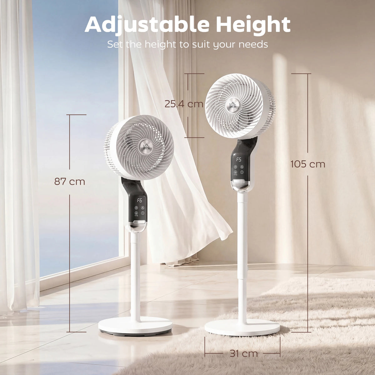 HOMCOM 20 dB Silent Standing Fan, 41in Pedestal Fan with Remote, Oscillating, 8 Speeds, Adjustable Height, 12H Timer