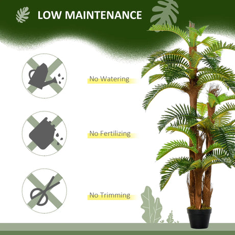 Outsunny Artificial Plant Tropical Fern in Pot, Fake Plants for Home Indoor Decor, 150cm, Green