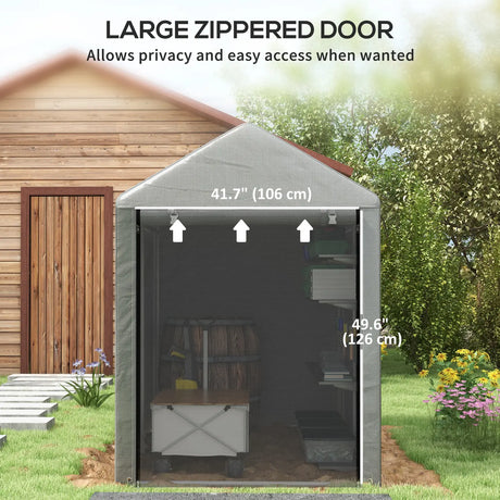 Outsunny 179 x 120cm Temporary Garden Shed, with Accessories - Light Grey