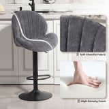 HOMCOM Bar Stools Set of 2, Swivel Barstools with Back, Adjustable Height and Footrest for Kitchen Island, Dining Room, Grey