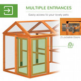 PawHut Large Chicken Run, Wooden Chicken coop, with Combinable Design - Wood Effect