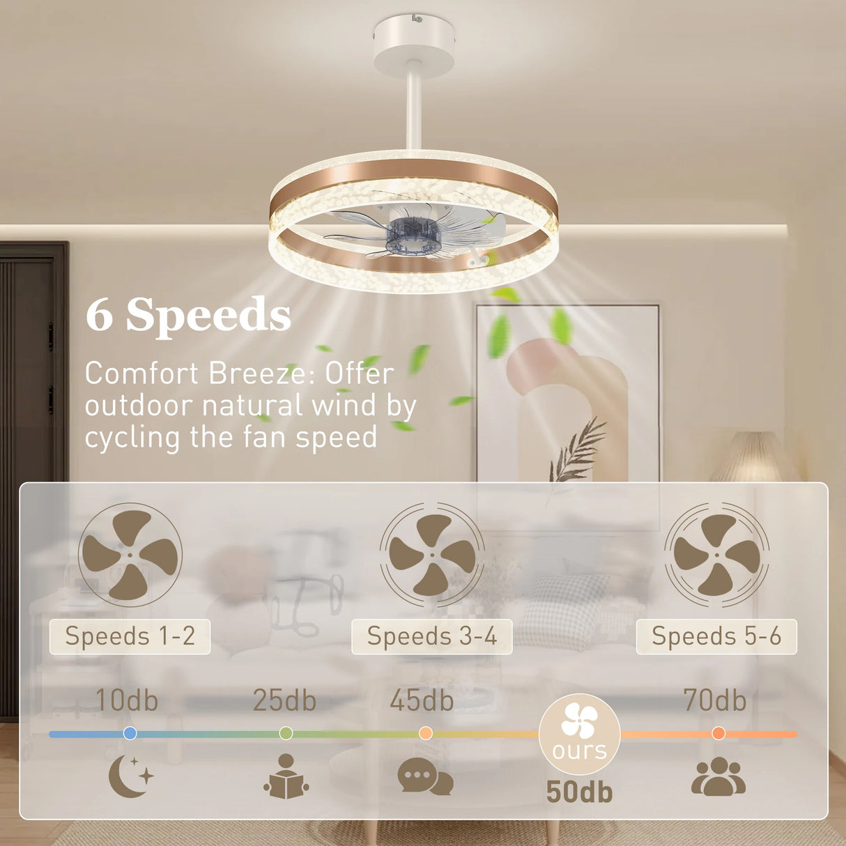 HOMCOM Ceiling Fan with LED Light and Remote - Gold Tone