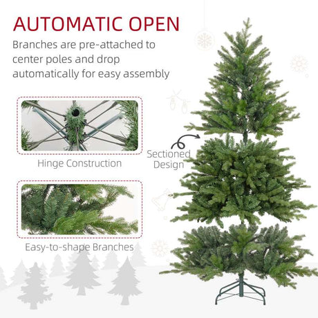 HOMCOM 6ft Bare Artificial Christmas Tree, with 1821 Tips - Green