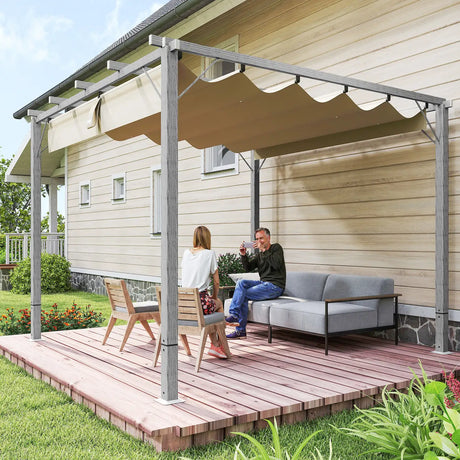 Outsunny 3 x 3 m Retractable Roof Pergola - Grey