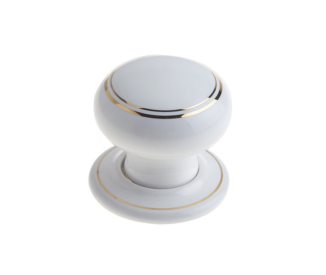 Jedo Porcelain Mortice Door Knobs Goldline White