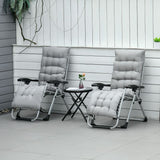 Outsunny 2 Piece Reclining Zero Gravity Sun Loungers with Cushions, Light Grey