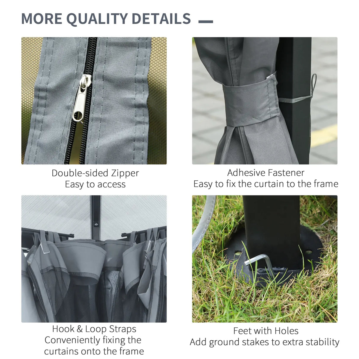 Outsunny 3 x 4m Hardtop Gazebo Canopy with Polycarbonate Roof, Aluminium Frame, Permanent Pavilion Garden Gazebo with Netting and Curtains - Grey