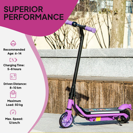 AIYAPLAY Electric Scooter for Kids Aged 6-14 Years, with Colourful Lights, Purple