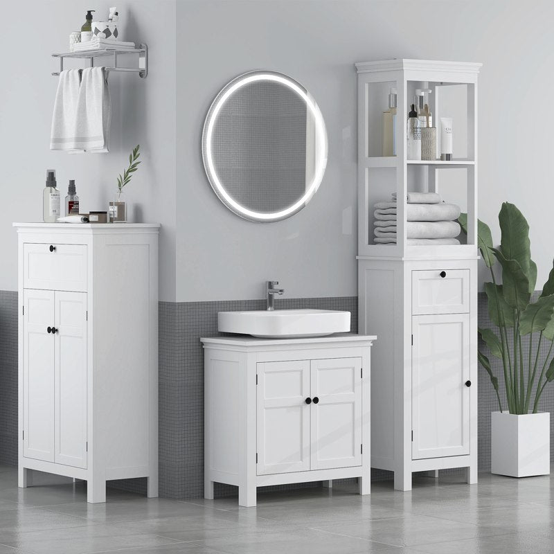 HOMCOM 15 x 20cm 'U' Cut Out Bathroom Storage Cabinet - White