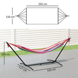 Outsunny 298 x 117cm Hammock with Stand Camping Hammock with Portable Carrying Bag, Adjustable Height, 120kg Load Capacity, Multicolour