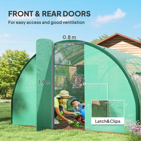 Outsunny Polyethylene Upgraded Structure Walk-in Polytunnel Greenhouse, 6 x 3(m), Green