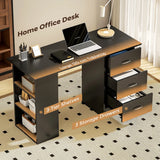 HOMCOM Computer Desk, Home Office Desk, Writing Table, PC Workstation with 3 Storage Shelves and 3 Drawers for Working, Study, 120 x 49 x 72 cm, Black