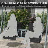 Outsunny 2 Seater Garden Swing Chair Patio Rocking Bench w/ Tilting Canopy, Double Padded Seats, Storage Bag and Tray, Black