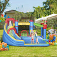 Outsunny 6 in 1 Kids Bouncy Castle, with Water Slide, Water Gun, Climbing Wall, Air Blower for Indoors/Outdoors, 3.9 x 3 x 2m
