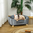 PawHut Dog Sofa Bed Pet Chair Couch with Water Resistant Fabric, Kitten Lounge with Soft Cushion, Wooden Frame for Mini Size Dogs - Grey