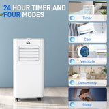 HOMCOM 5000 BTU Portable Air Conditioner, 4-in-1 Air Conditioning Unit, Dehumidifier, Cooling Fan with Remote Control, 2 Speeds, 24H Timer, Window Venting Kit, 12m², R290, A Energy Efficiency