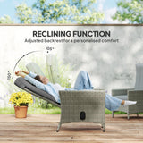 Outsunny 105-150 Reclining Rattan Chair - Grey