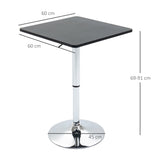 HOMCOM Modern Height Adjustable Counter Bar Table with 360 Swivel Tabletop and Electroplating Metal Base, Pub Desk for Living Room, Kitchen, Restaurant, Pub, Black and Silver