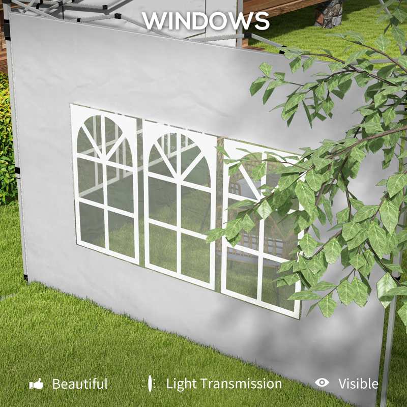 Outsunny Gazebo Side Panels, Sides Replacement with Window for 3x3(m) or 3x4m Pop Up Gazebo, 2 Pack, Grey