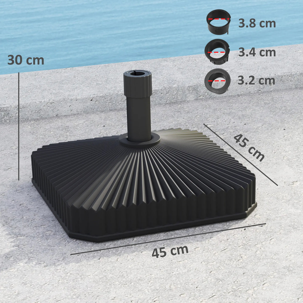 Outsunny Patio Umbrella Stand, Heavy Duty Outdoor Parasol Base, Sand/Water Filled, Black